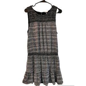 Joie Large Leilou Dress Silk Blouson Caviar Black Gray Sleeveless Size L